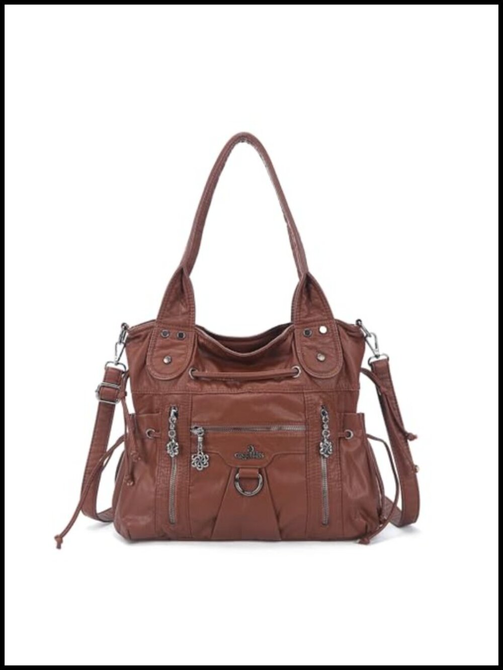Vegan Leather Hobo Shoulder Bag for Women with Crossbody Strap